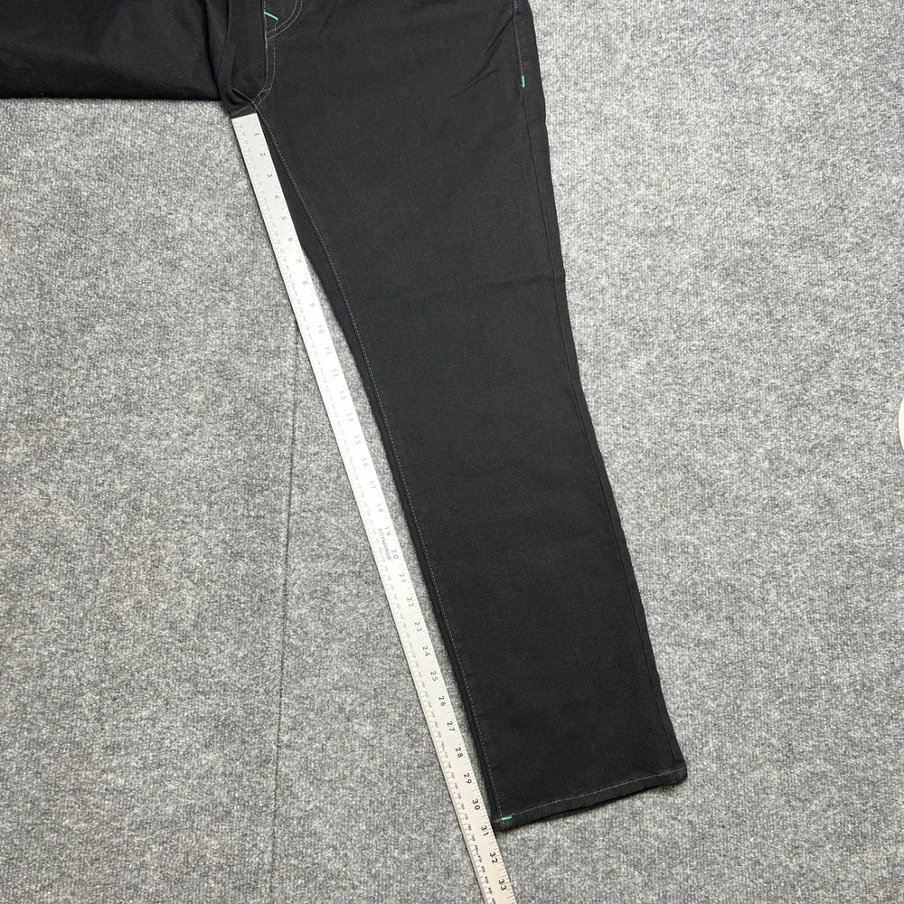 NWT True Religion Mens 36 Geno SN Slim Jeans Black Rinse Green Stitching 700386‎